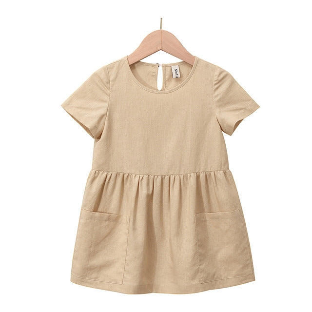 Girls two pocket cotton dress