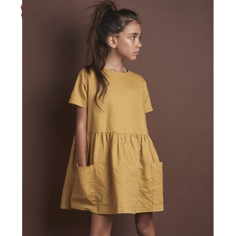 Girls two pocket cotton dress