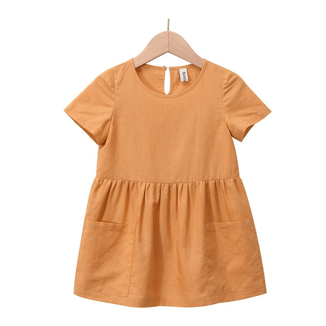 Girls two pocket cotton dress