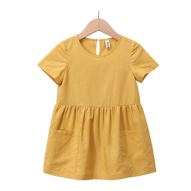 Girls two pocket cotton dress