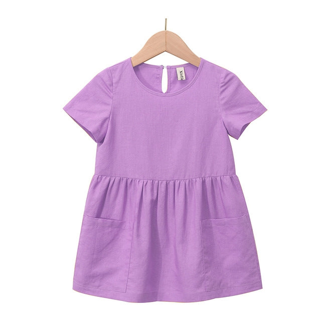 Girls two pocket cotton dress